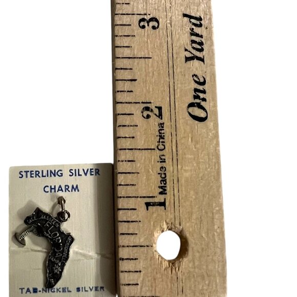 Vintage Florida State Sterling Silver Charm & Tab Nickel Silver Palm Tree - Picture 6 of 7